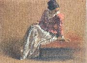 Adolph von Menzel Costume Study of a Seated Woman: The Artist's Sister Emilie oil painting